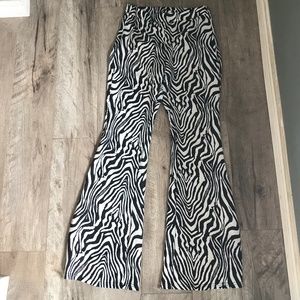 Zebra print flare pants